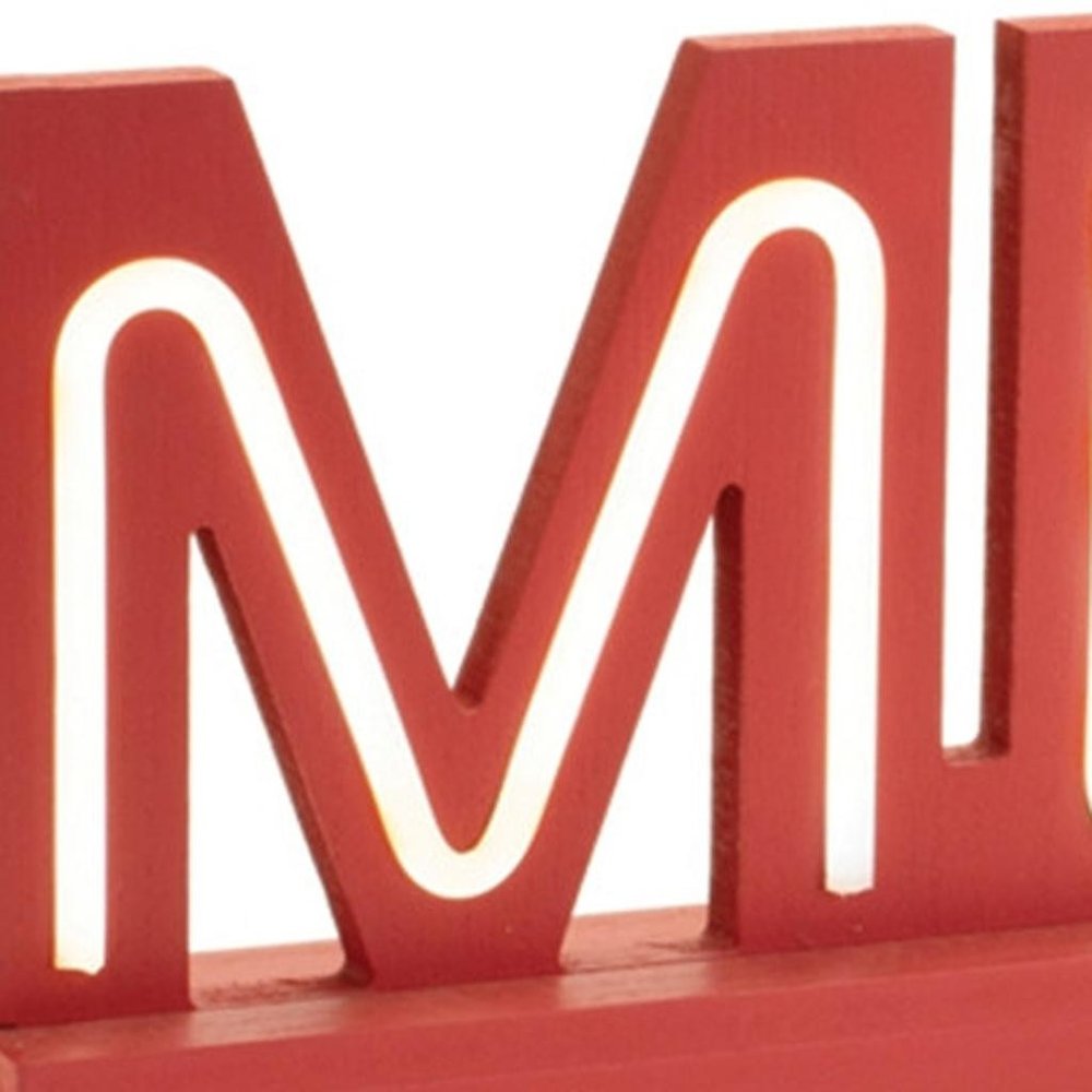 Set of Two Red And White Christmas Tabletop Sign with LED  Warm Home View