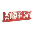 Set of Two Red And White Christmas Tabletop Sign with LED  Warm Home View