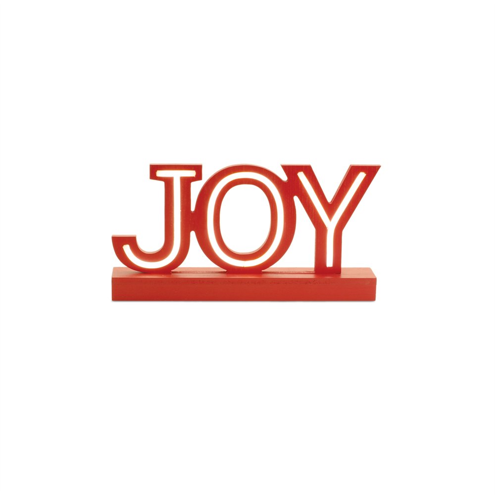Set of Two Red And White Christmas Tabletop Sign with LED  Warm Home View