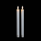 Set of Two White Unscented Candle Flameless Taper Candles  Warm Home View