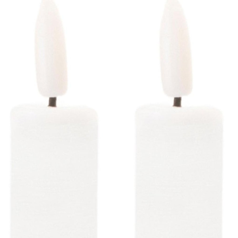 Set of Two White Unscented Candle Flameless Taper Candles  Warm Home View
