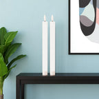 Set of Two White Unscented Candle Flameless Taper Candles  Warm Home View