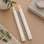 Set of Two White Unscented Candle Flameless Taper Candles  Warm Home View