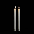 Set of Two Ivory Unscented Candle Flameless Taper Candles  Warm Home View