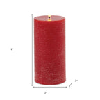 Set of Two Red Unscented Candle Flameless Pillar Candles  Warm Home View
