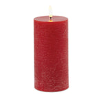 Set of Two Red Unscented Candle Flameless Pillar Candles  Warm Home View