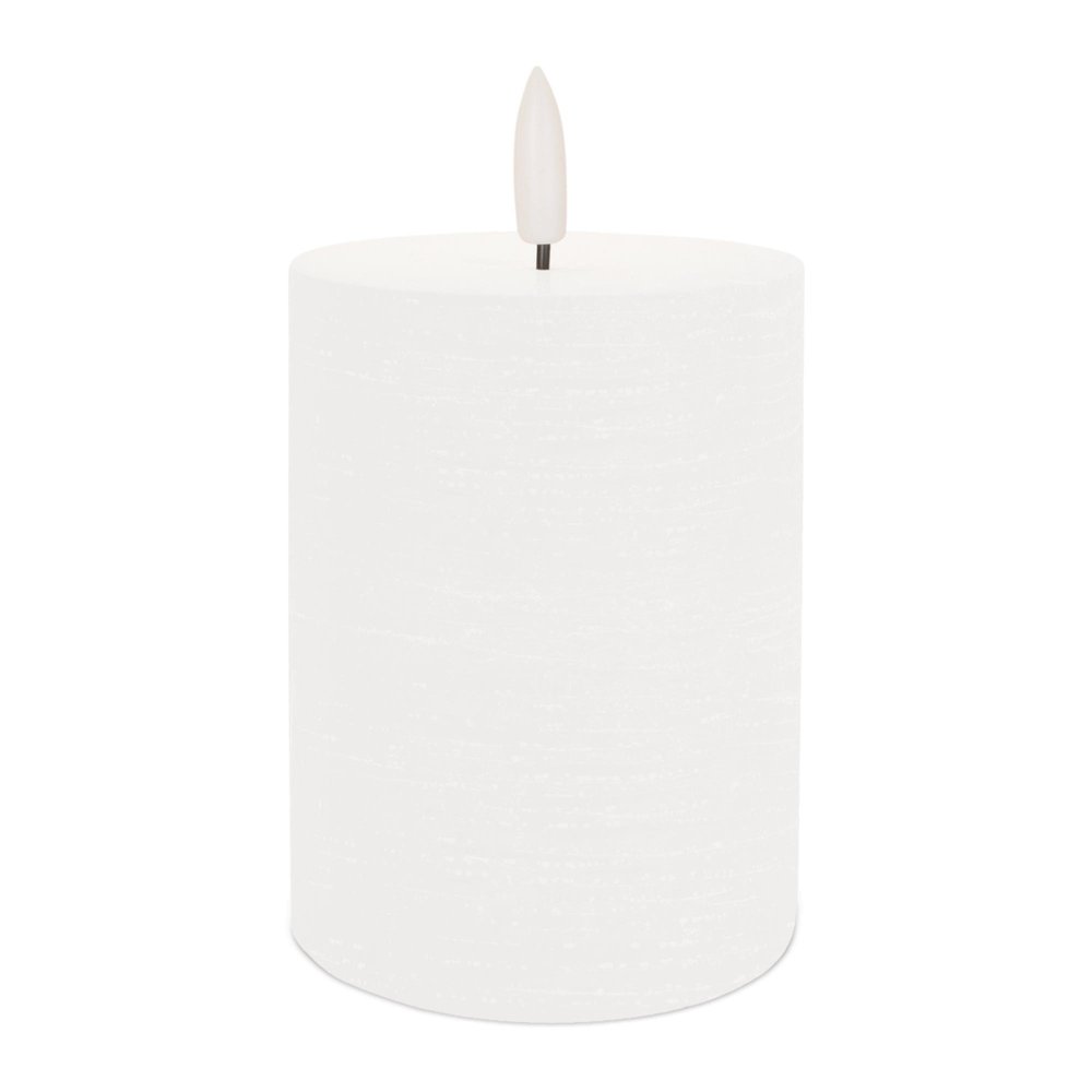 Set of Two White Unscented Candle Flameless Pillar Candles  Warm Home View