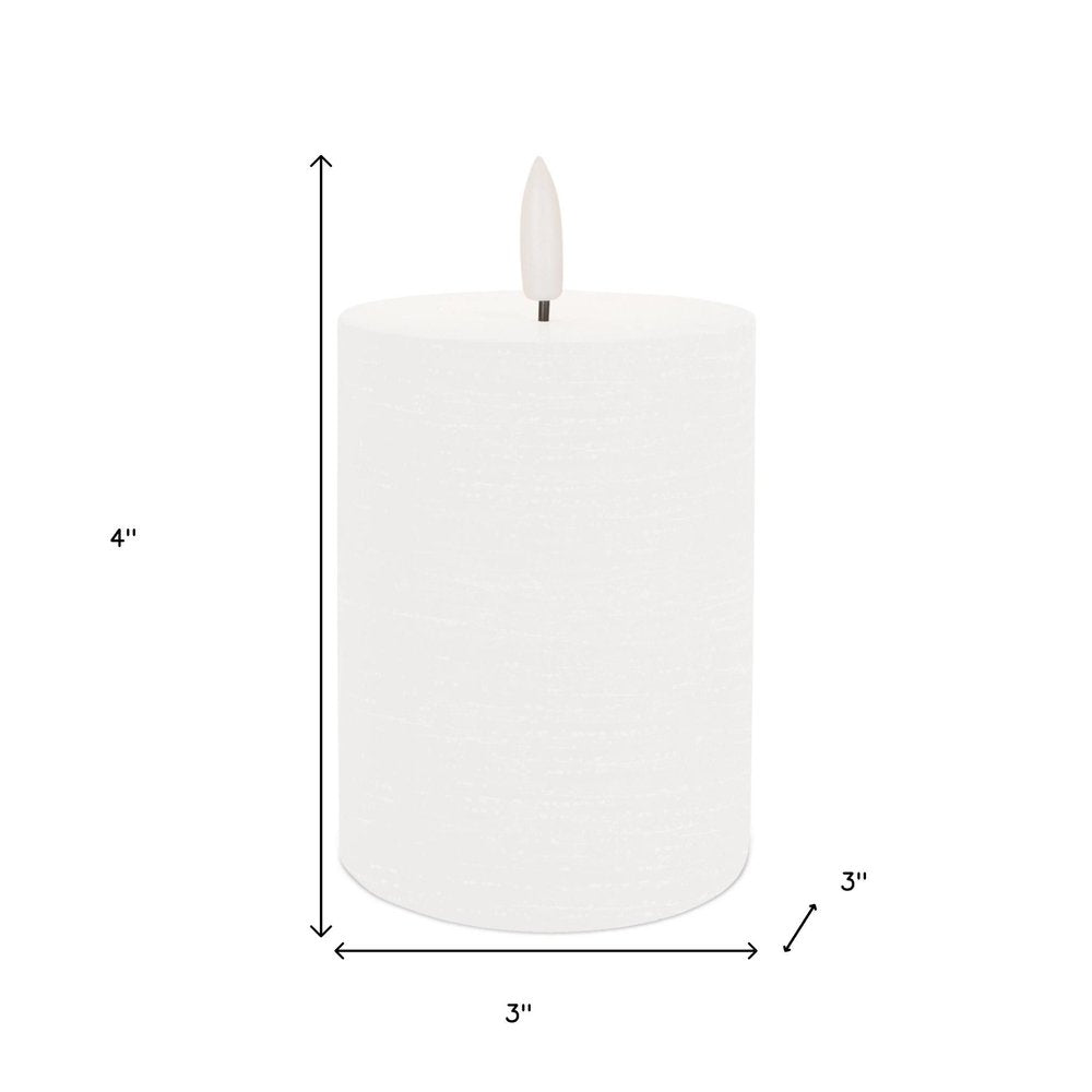 Set of Two White Unscented Candle Flameless Pillar Candles  Warm Home View