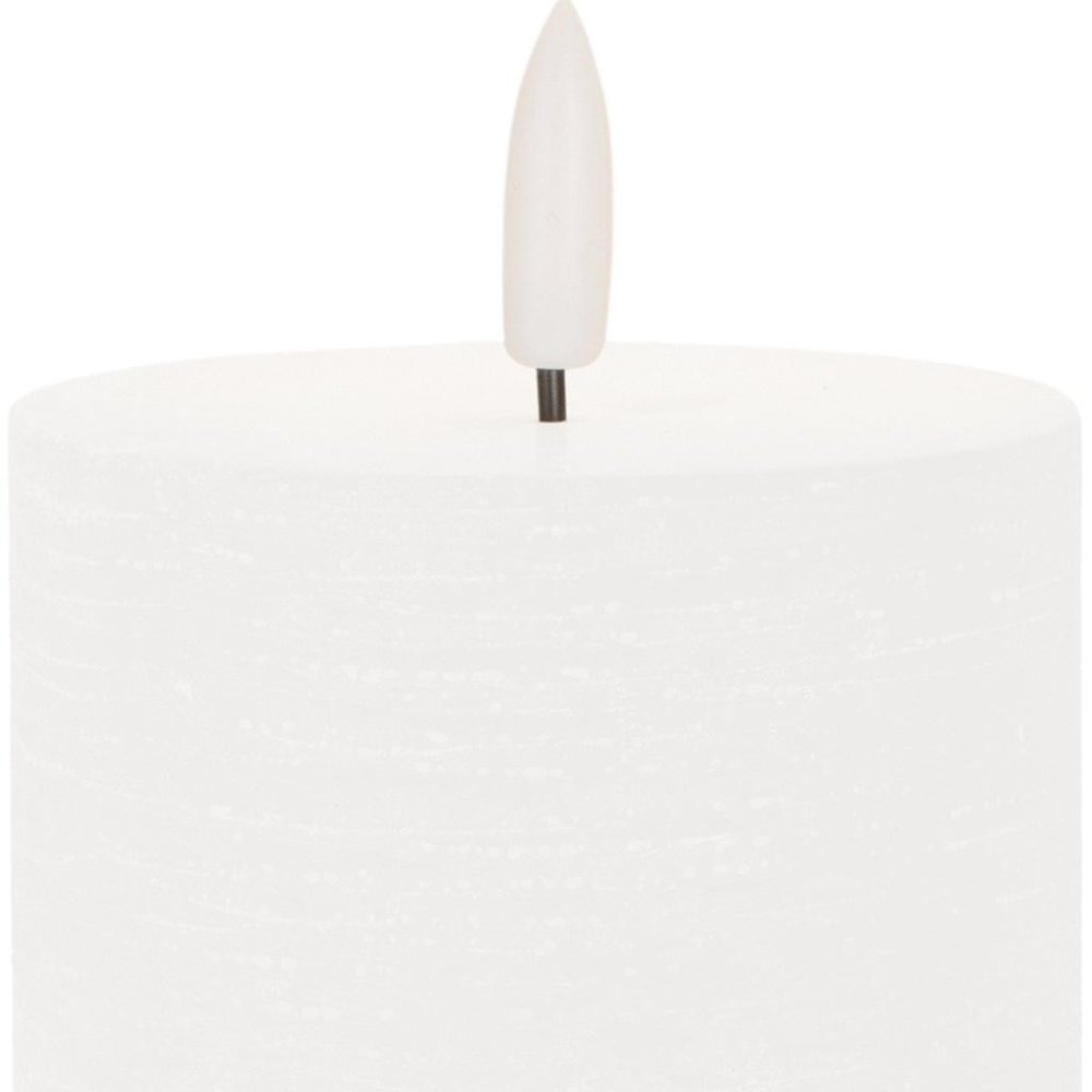 Set of Two White Unscented Candle Flameless Pillar Candles  Warm Home View