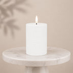 Set of Two White Unscented Candle Flameless Pillar Candles  Warm Home View