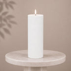 Set of Two White Unscented Candle Flameless Pillar Candles  Warm Home View