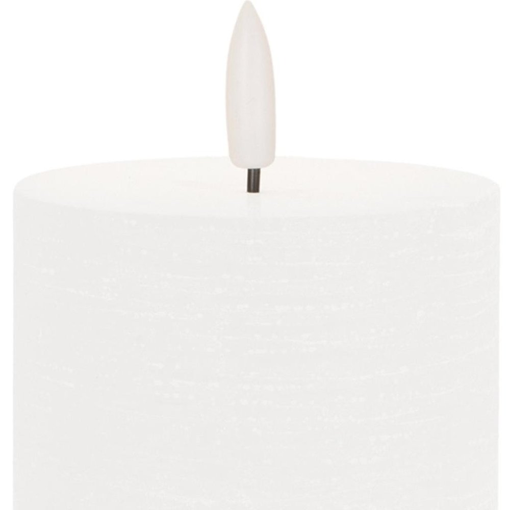 Set of Two White Unscented Candle Flameless Pillar Candles  Warm Home View