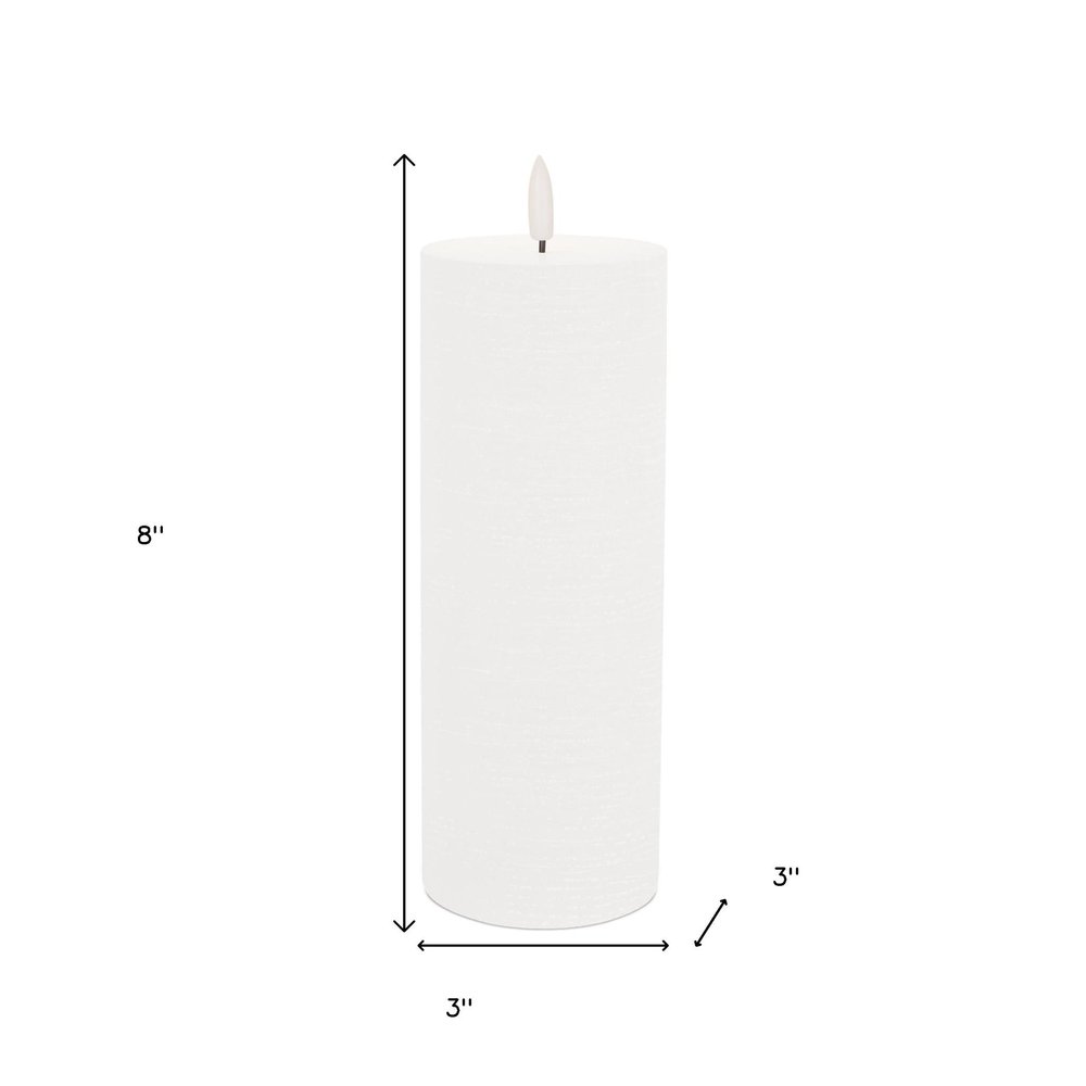 Set of Two White Unscented Candle Flameless Pillar Candles  Warm Home View