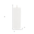 Set of Two White Unscented Candle Flameless Pillar Candles  Warm Home View