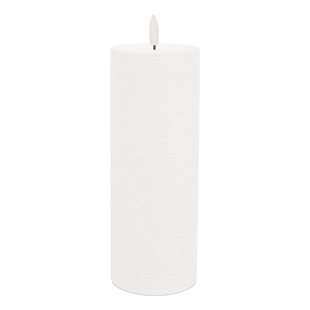 Set of Two White Unscented Candle Flameless Pillar Candles  Warm Home View
