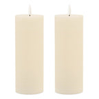 Set of Two Ivory Unscented Candle Flameless Pillar Candles  Warm Home View