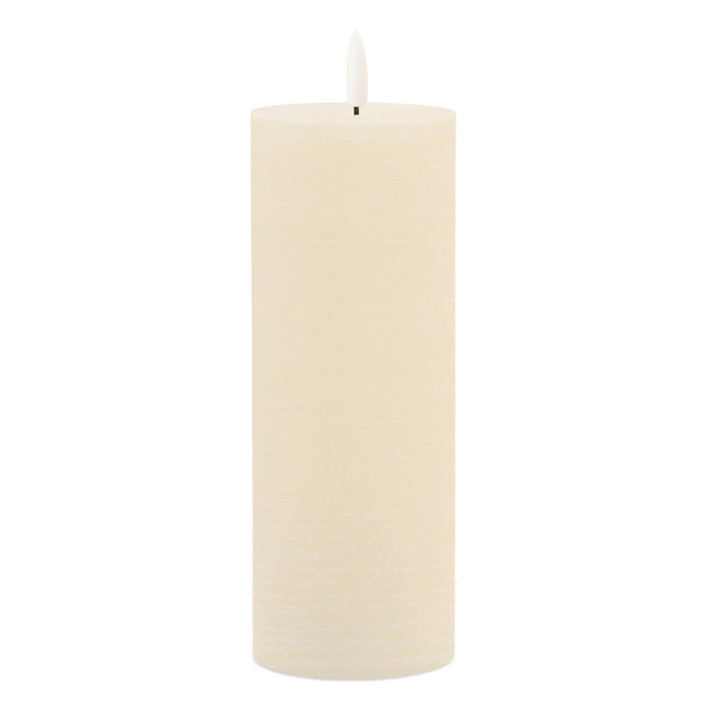Set of Two Ivory Unscented Candle Flameless Pillar Candles  Warm Home View