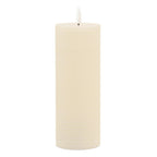 Set of Two Ivory Unscented Candle Flameless Pillar Candles  Warm Home View