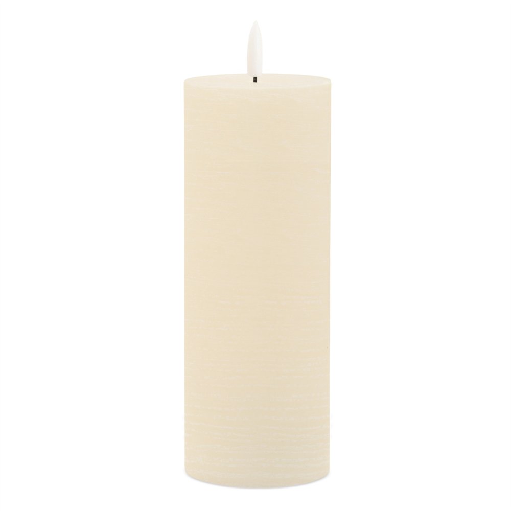 Set of Two Ivory Unscented Candle Flameless Pillar Candles  Warm Home View