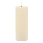 Set of Two Ivory Unscented Candle Flameless Pillar Candles  Warm Home View