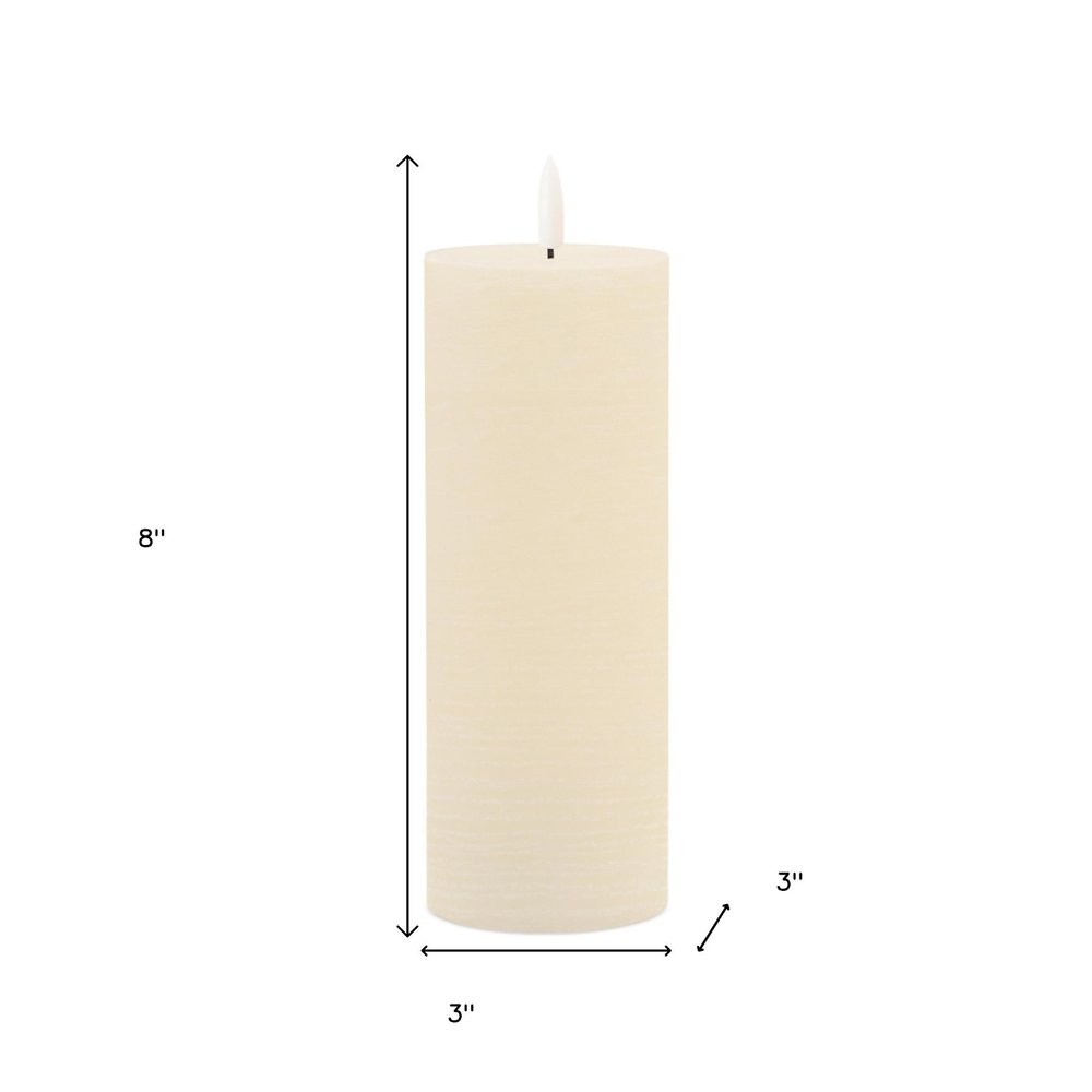 Set of Two Ivory Unscented Candle Flameless Pillar Candles  Warm Home View