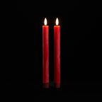 Set of Two Red Unscented Flameless Candle Taper Candles  Warm Home View