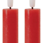 Set of Two Red Unscented Flameless Candle Taper Candles  Warm Home View