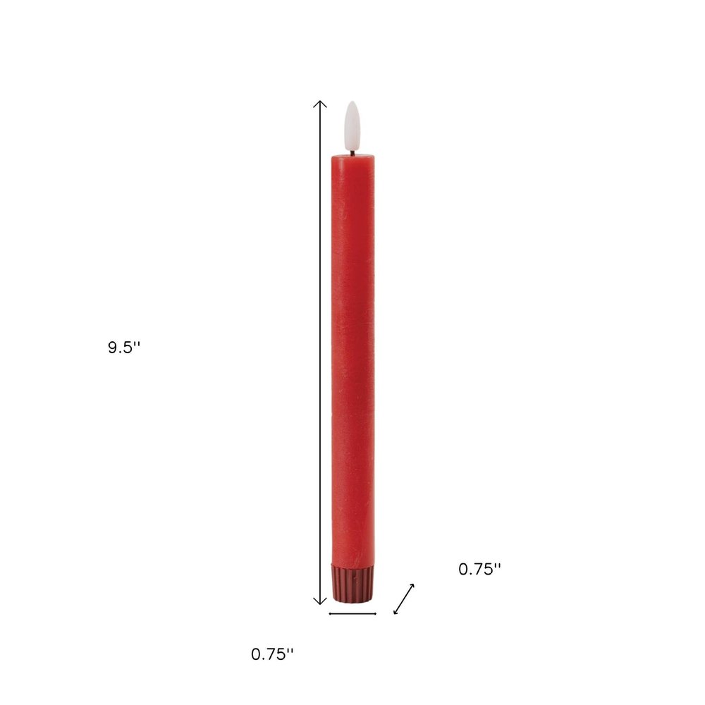 Set of Two Red Unscented Flameless Candle Taper Candles  Warm Home View