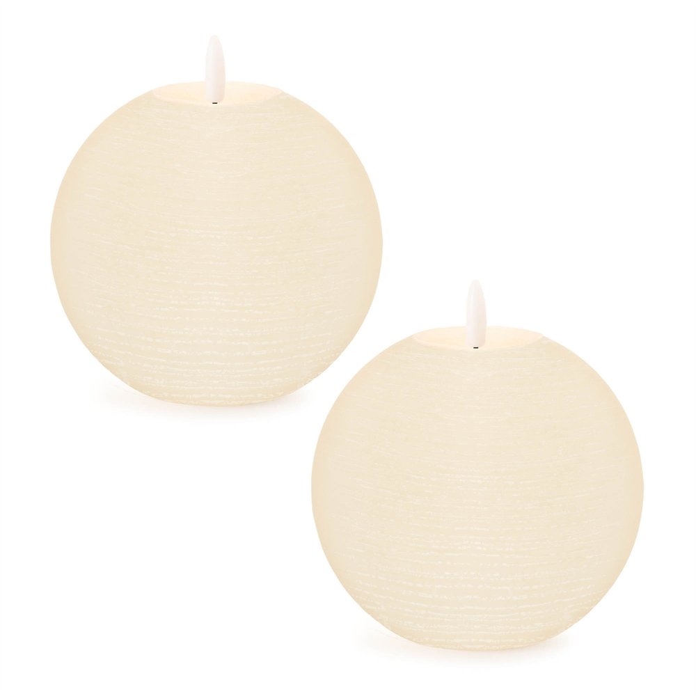 Set of Two Ivory Unscented Candle Flameless Designer Candles  Warm Home View