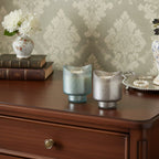 Set of Two White Currant Scented Two Wick Candles In Frosted Glass Holders  Warm Home View