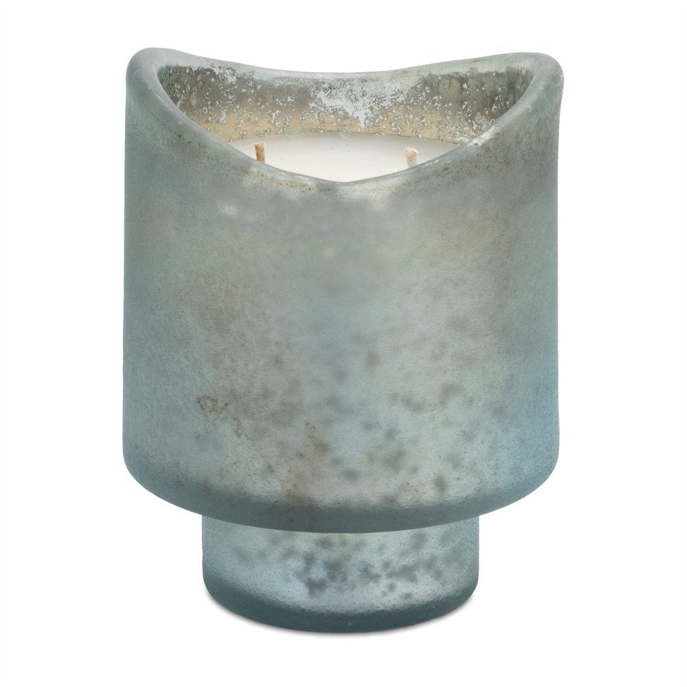 Set of Two White Currant Scented Two Wick Candles In Frosted Glass Holders  Warm Home View