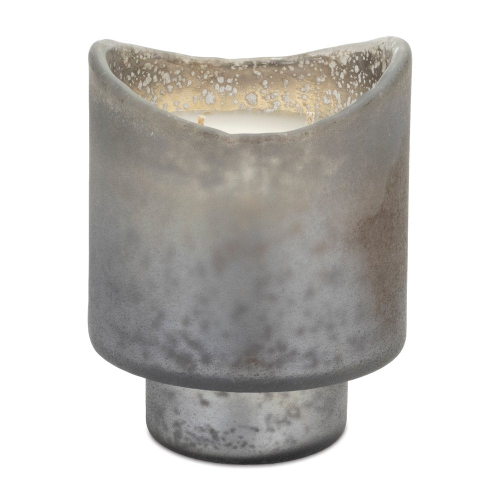 Set of Two White Currant Scented Two Wick Candles In Frosted Glass Holders  Warm Home View