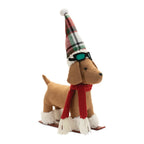 Set of Two Red White And Green Fabric Dog Figurine  Warm Home View