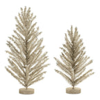 Set of Two Silver Plastic Trees Tabletop Sculpture  Warm Home View