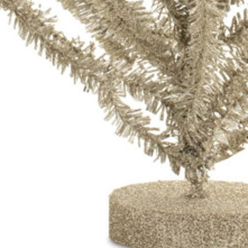 Set of Two Silver Plastic Trees Tabletop Sculpture  Warm Home View