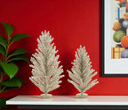 Set of Two Silver Plastic Trees Tabletop Sculpture  Warm Home View