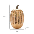 Set of Two Orange Glass Pumpkin Thanksgiving Pumpkin Tabletop Sculpture with LED  Warm Home View