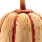 Set of Two Orange Wood Pumpkin Thanksgiving Pumpkin Tabletop Sculpture  Warm Home View