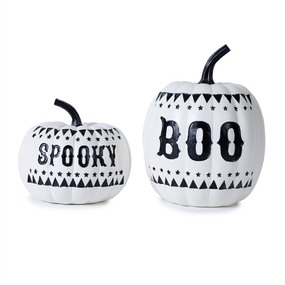 Set of Two White And Black Polyresin Tabletop Sculpture  Warm Home View
