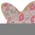 Set of Two White And Pink Wood Butterfly Tabletop Sculptures  Warm Home View