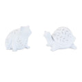 Set of Two White Polyresin Frog And Turtle Figurines  Warm Home View