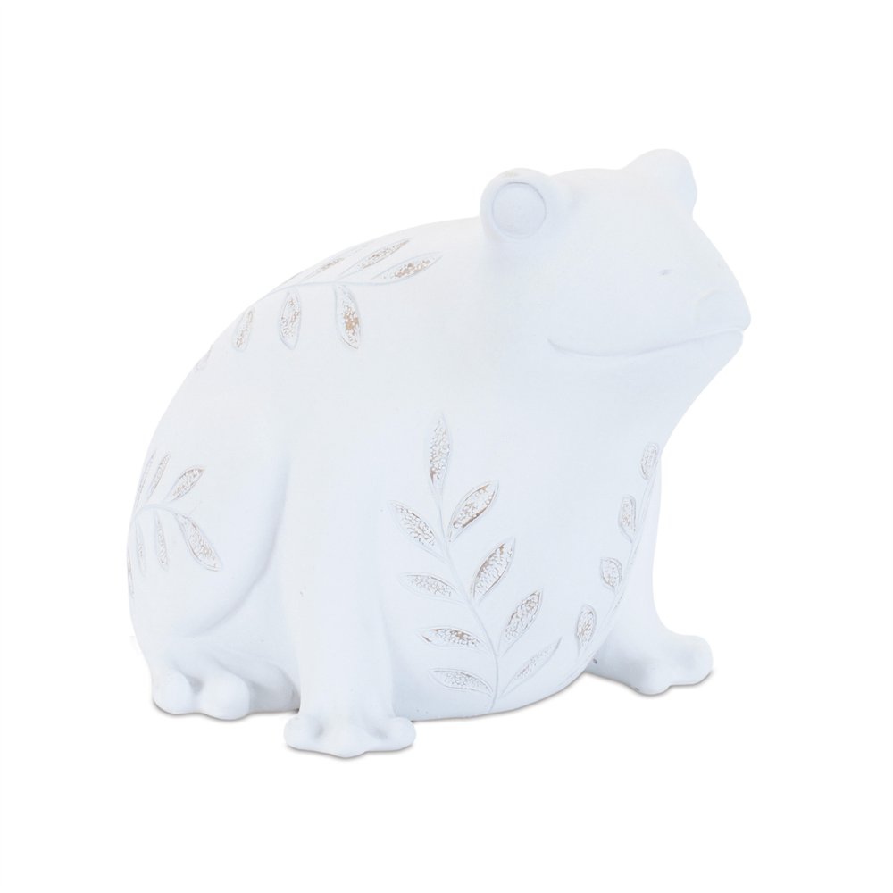 Set of Two White Polyresin Frog And Turtle Figurines  Warm Home View