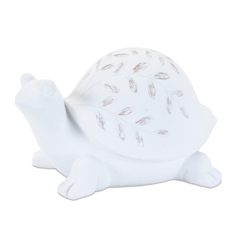 Set of Two White Polyresin Frog And Turtle Figurines  Warm Home View