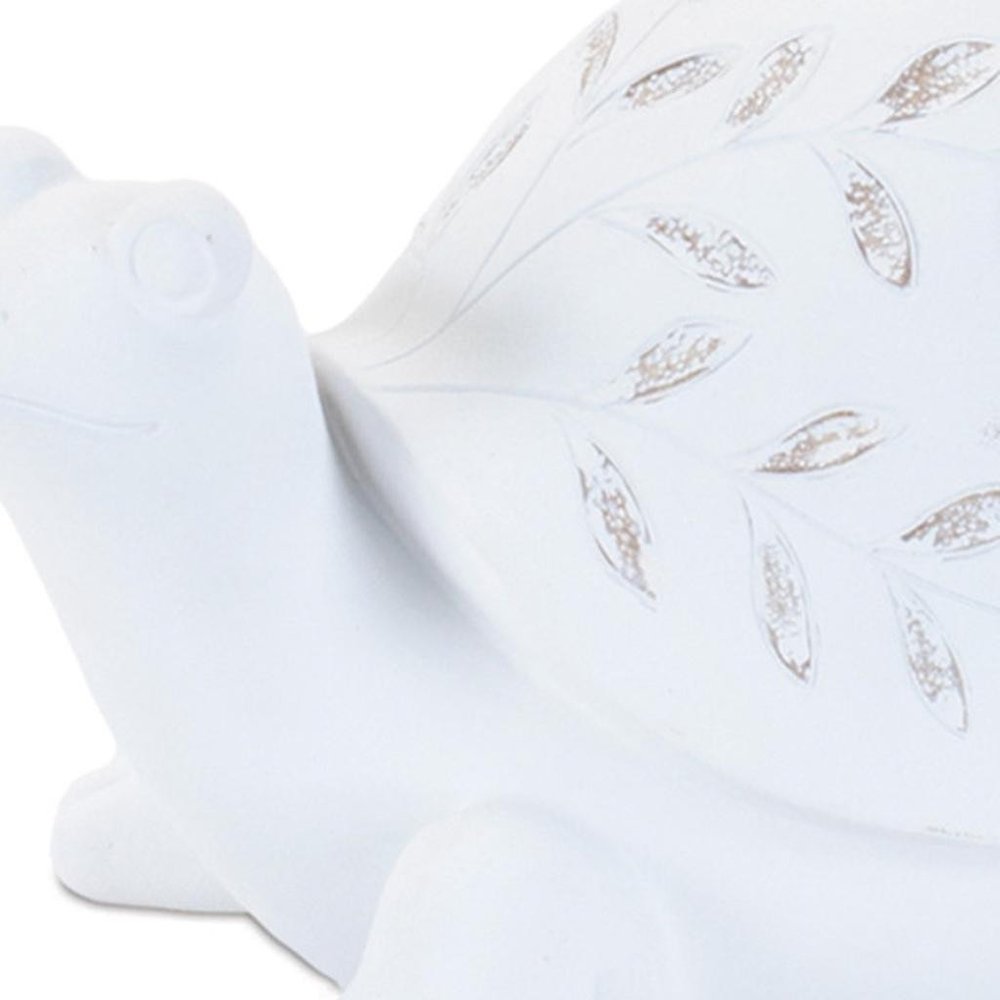 Set of Two White Polyresin Frog And Turtle Figurines  Warm Home View