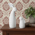Set of Two White Polyresin Rabbit Figurines  Warm Home View