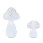 Set of Two White Polyresin Mushroom Tabletop Sculpture  Warm Home View