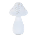 Set of Two White Polyresin Mushroom Tabletop Sculpture  Warm Home View