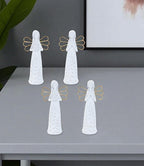Set of Two White And Gold Polyresin Angel Figurine  Warm Home View