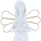Set of Two White And Gold Polyresin Angel Figurine  Warm Home View
