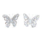 Set of Two White And Beige Polyresin Butterfly Tabletop Sculptures  Warm Home View